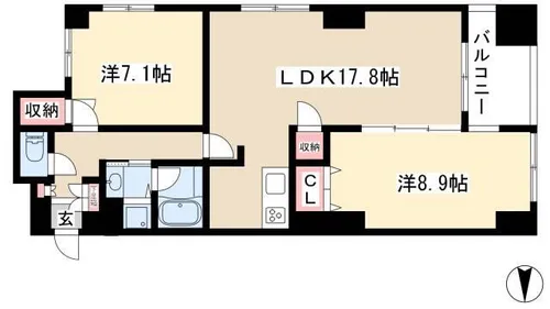 プロシード新瑞橋【8階】の間取り