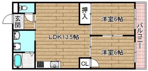 サニーコーポ西口【3B号室】の間取り