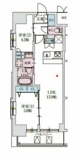 スプランディッド上本町WESTⅡ【13階】の間取り