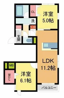 ヘーベルメゾンさくら夙川【203号室】の間取り