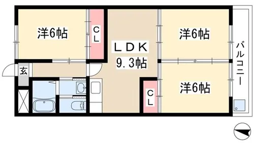サンライズ江副【403号室】の間取り