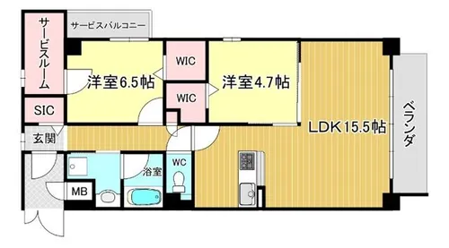 大阪府豊中市新千里南町3丁目【マンション】の間取り
