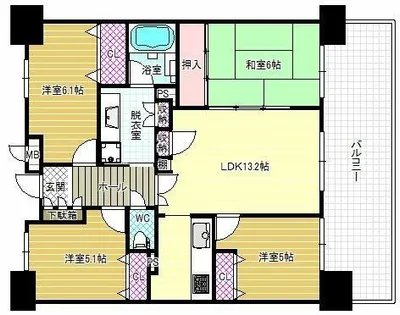 エスリード松原松ヶ丘【5階】の間取り