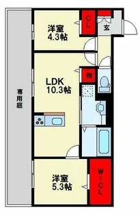 TORISIA陣原【102号室】の間取り