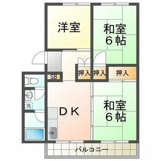 霞ヶ丘吉川ハイツ【2階】の間取り