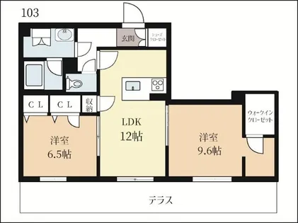 ミラーエステート イーストビル【1階】の間取り