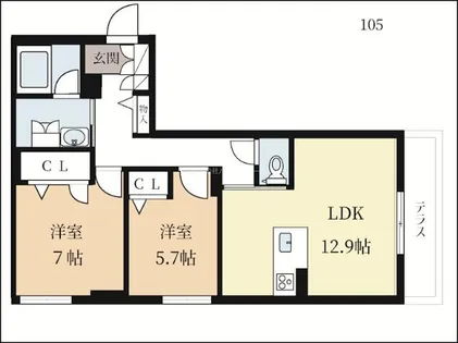 ミラーエステート イーストビル【1階】の間取り