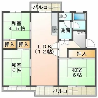 新多聞第三住宅211号棟【5階】の間取り