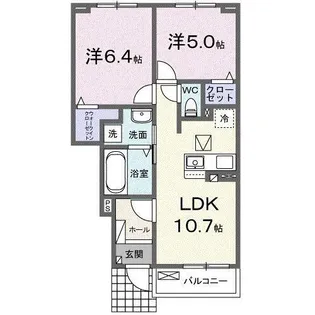 2LDKの間取り画像