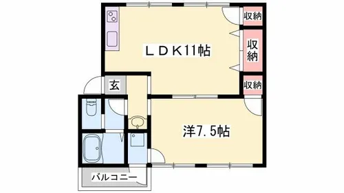 SISA野里【1-4号室】の間取り