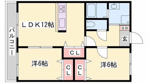 プレイン野里【1-D号室】の間取り