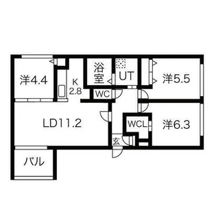 ボヌール手稲本町【1階】の間取り