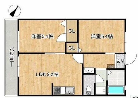 フレグランス鹿の子台南Ⅱ【202号室】の間取り