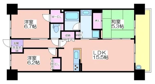 大阪ベイレジデンス(ブライトフルコート)【1302号室】の間取り