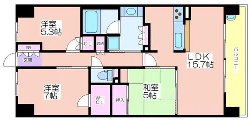 大阪ベイレジデンス(ブライトフルコート)【1303号室】の間取り