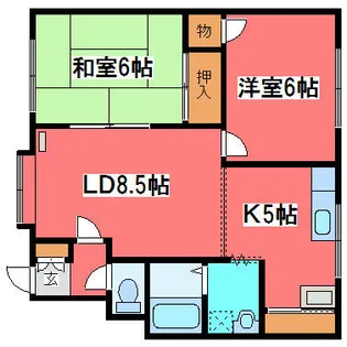 ハイツグリーンヒル【1階】の間取り