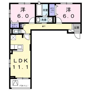 サンロイヤル1【202号室】の間取り