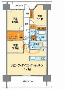 パークホームズノースゲートスクエア【15階】の間取り