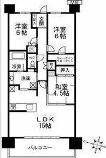 パークホームズノースゲートスクエア【15階】の間取り