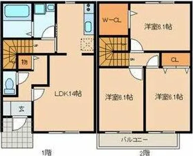 大阪府堺市中区深井北町【テラスハウス】の間取り