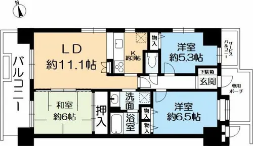 ルネ三田フラワーコート【4階】の間取り