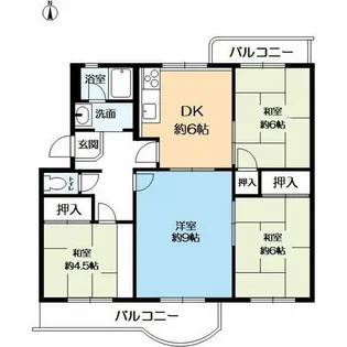 名谷13団地 49号棟【3階】の間取り