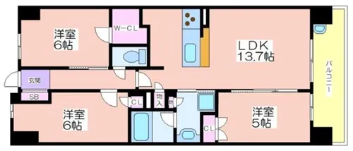 大阪ベイレジデンス(ブライトフルコート)【1518号室】の間取り