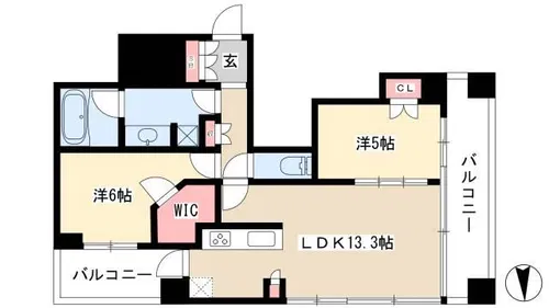 シティタワー名古屋久屋大通公園【501号室】の間取り