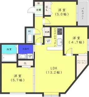 アルファスクエア南1西18【8階】の間取り