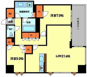 クレヴィアタワー御堂筋本町【29階】の間取り