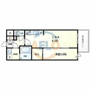 AFFLUENCE難波EAST【8階】の間取り