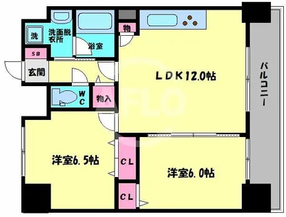 ブリリアン夕陽丘【9階】の間取り