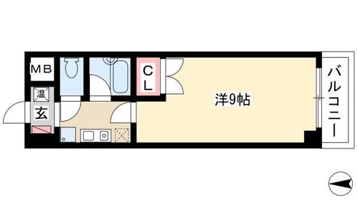 ハウザー高畑【2B号室】の間取り