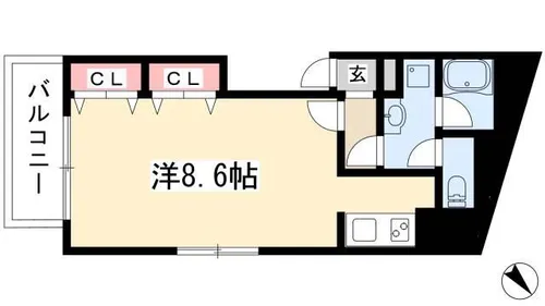 オーキッドビル白鳥【4階】の間取り