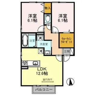 ムーンリットI B棟【202号室】の間取り