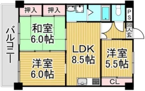 福岡県大野城市瓦田4丁目【マンション】の間取り