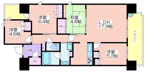 大阪ベイレジデンス(ブライトフルコート)【912号室】の間取り