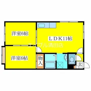 グランドパレス真栄【202号室】の間取り