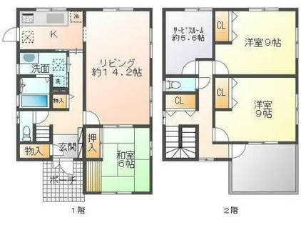 愛知県豊橋市中野町字二本松西【一戸建】の間取り