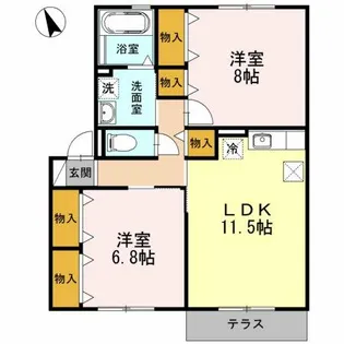 ヴィラージュルピナ A棟【1階】の間取り