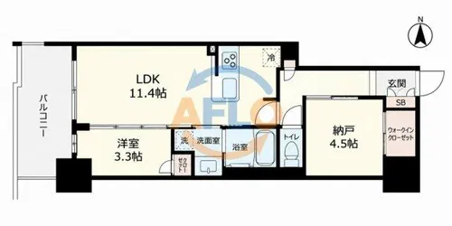 シーズンフラッツ南森町PREMIER【9階】の間取り