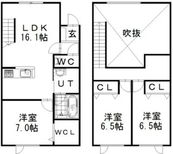 北海道札幌市北区屯田十条1丁目【テラスハウス】の間取り