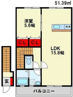 ルネス若園 B棟【204号室】の間取り