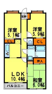 エーデル雲雀丘二番館【2階】の間取り