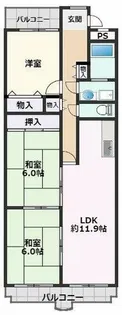 サンシャイン朝日が丘【1階】の間取り