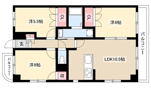 ベルルージュ上社【5階】の間取り