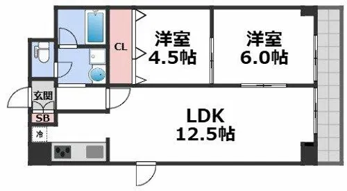 リーセスハイム【6階】の間取り