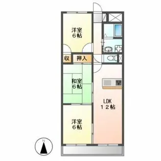 LONE STAR茶屋ヶ坂【2階】の間取り