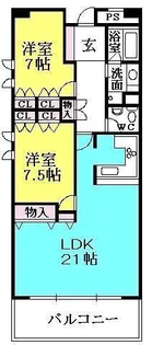 芦屋フラッツ【202号室】の間取り