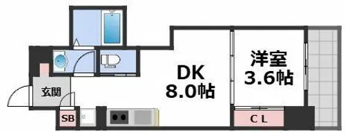 クローバー・レジデンス桑津【8階】の間取り